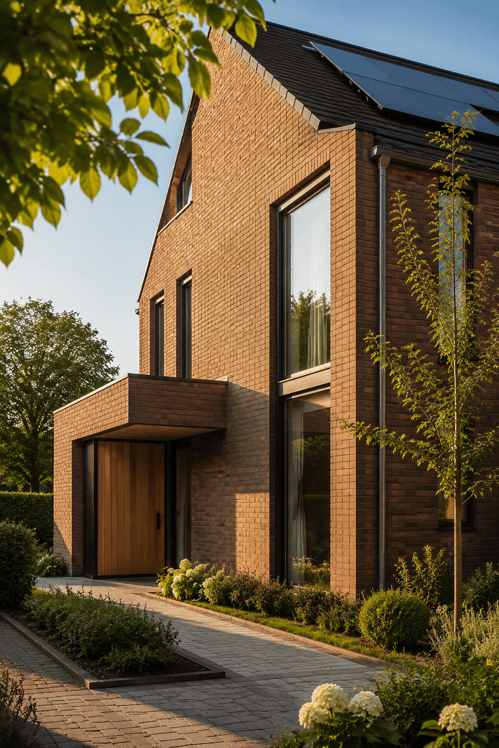 Moderne duurzame nieuwbouwwoning van baksteen
